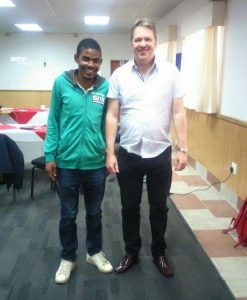 Mphetole Mona with Grandmaster Nigel Short of England