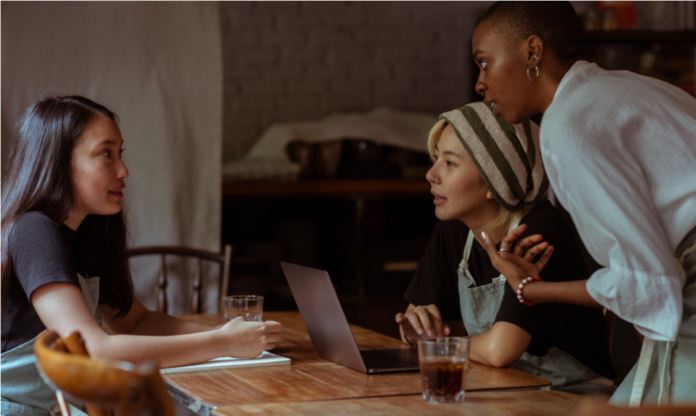 emotionally intelligent workers having a conversation